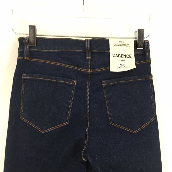 L'AGENCE Sada high rise crop skinny jeans dark wash raw hem ankle new 25 - Picture 4 of 6